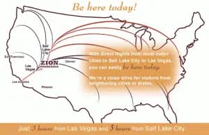 Closest airport to Zion National Park also showing Las Vegas to Zion National Park