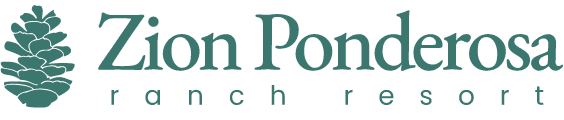 Logo of Zion Ponderosa Ranch Resort featuring stylized text and a tree design.