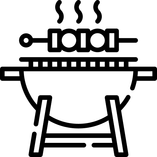 A black silhouette of a cat standing upright with its tail curled.