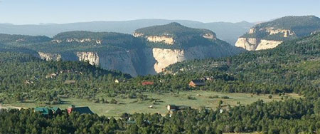 Views over Zion Ponderosa Ranch Resort toward Zion National Park