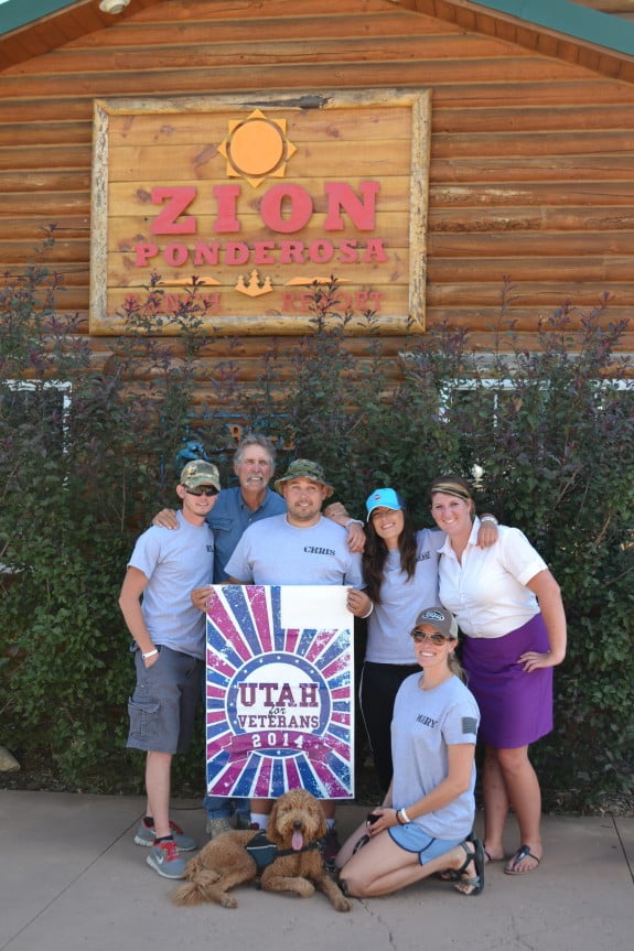 Utah For Veterans 2 Veterans with General Manager, Michael Kane, and Front Desk Manager, Erin Anderson.