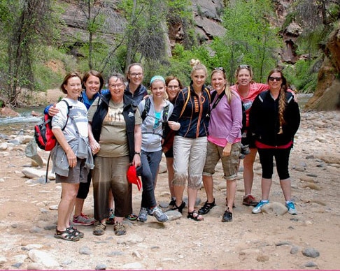 Group photo of women's retreat in Zion National Park