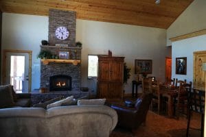 a comfortable living room with couches and a dining table in a vacation home near zion national park