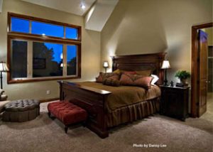A fancy master bedroom in a rental home near Zion National park