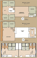A small floor plan of the Moose Lodge at Zion Ponderosa Ranch Resort