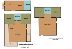 The floorplan of a ranch house cabin at zion ponderosa ranch