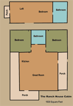 A small version of the floorplan of a ranch house cabin at zion ponderosa ranch