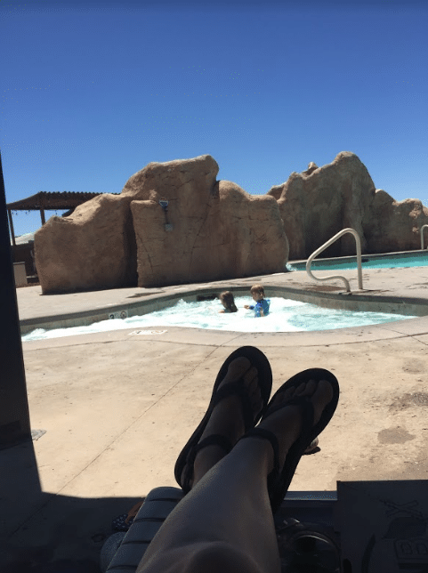Zion Adventure Photographer relaxing poolside