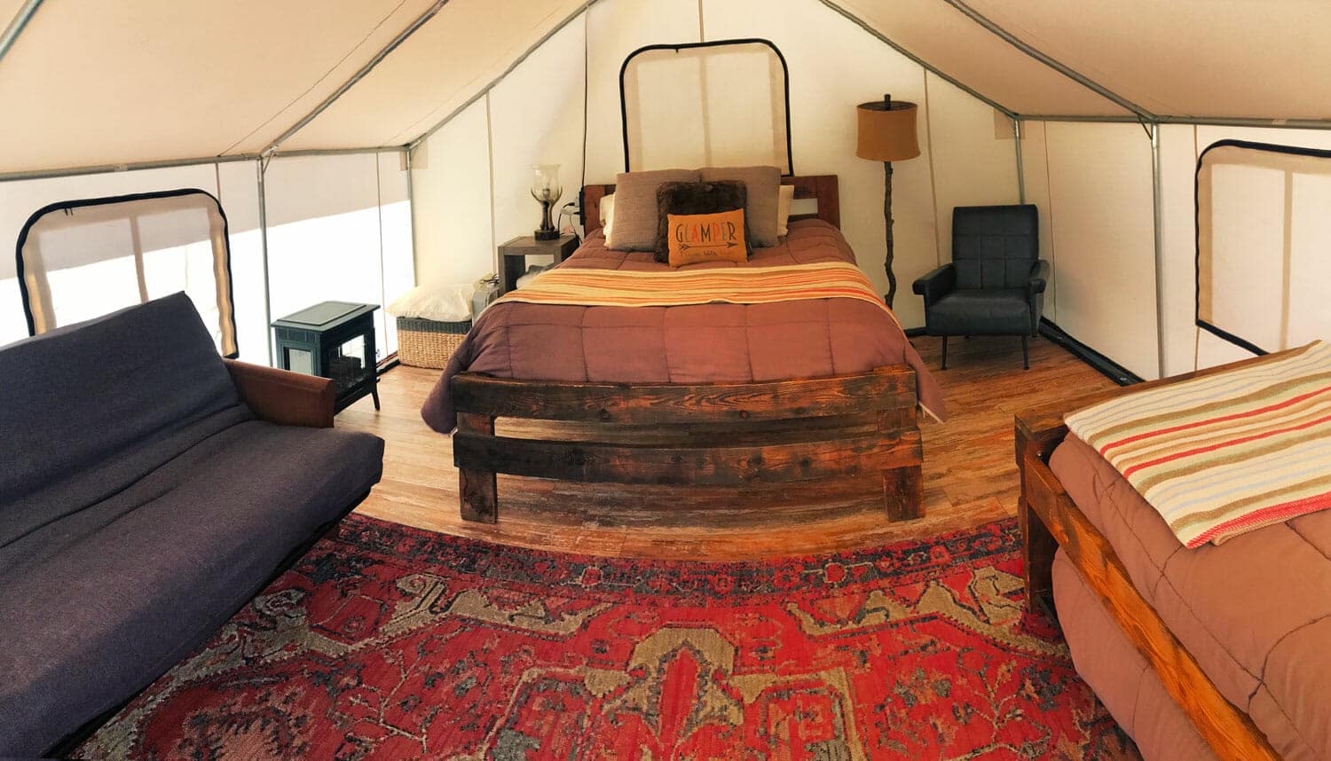 Take a peek inside one of our Zion Glamping tents at Zion Ponderosa