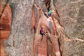 People canyoneering in Zion