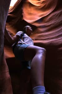 Teen girl in East Zion slot canyon
