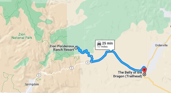 Google Map to Belly of the Dragon hike