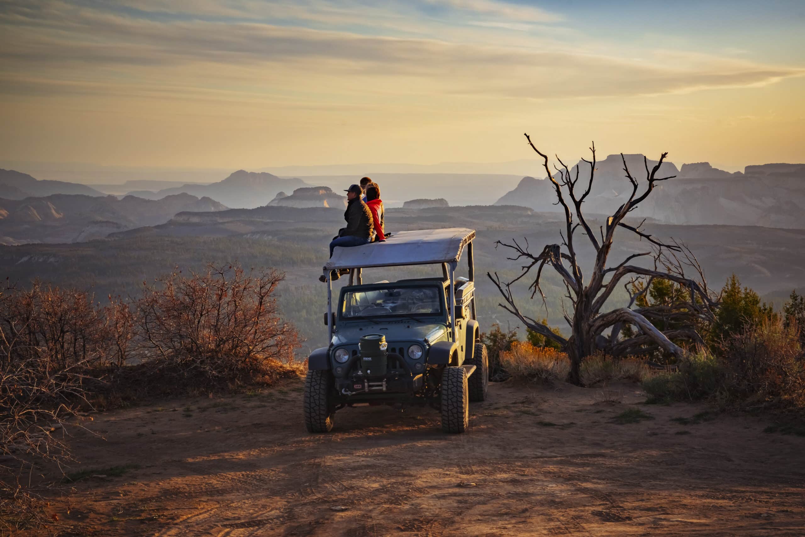 People on a jeep tour in East Zion