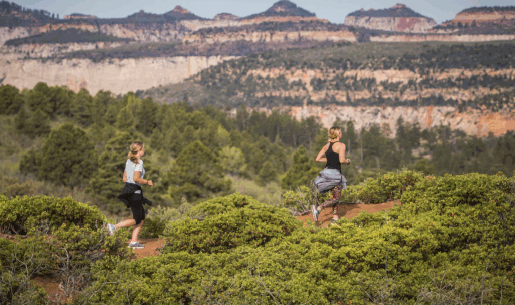 Two racers running the Zion Ragnar trail run in East Zion